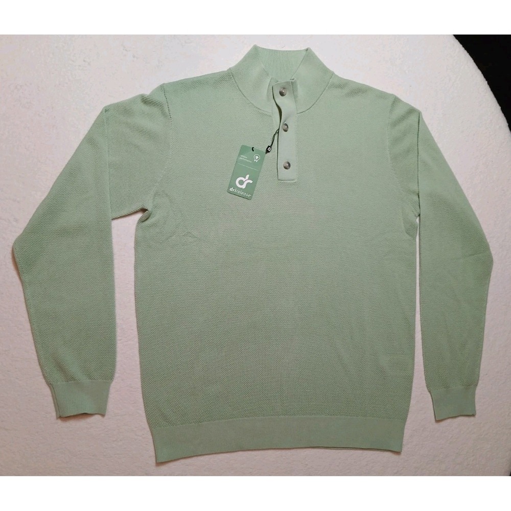 FootJoy Seed Stitch Golf Sweater Mens Large L Pistachio Green Mock Neck NWT 3323